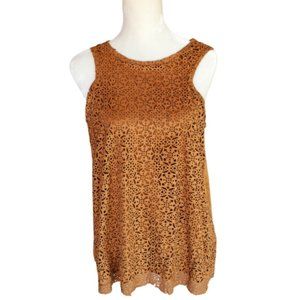 NWT Maurices Laser Cut Western Floral Suede Sleeveless Lined Pullover Top L